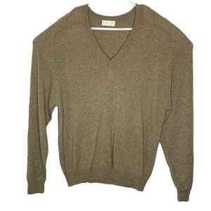 Men's Large Vtg LDC 100% Cashmere Beige V-Neck Pullover Sweater